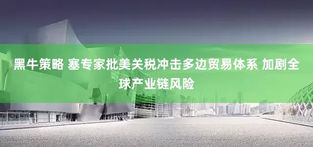 黑牛策略 塞专家批美关税冲击多边贸易体系 加剧全球产业链风险